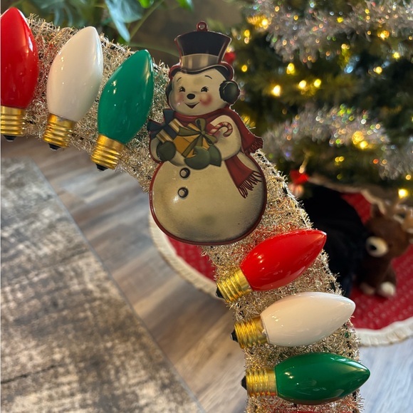 Christmas holiday wreath red green white homemade handmade snowman reindeer 18” - Picture 3 of 6